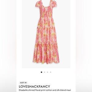 LOVESHACKFANCY Elisabelle shirred floral-print cotton and silk-blend maxi dress